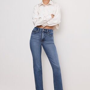 Good American Women’s Soft-tech Good Curve Straight Jeans Blue Denim